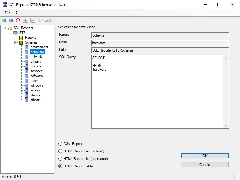 SQL Reporter Edit Query